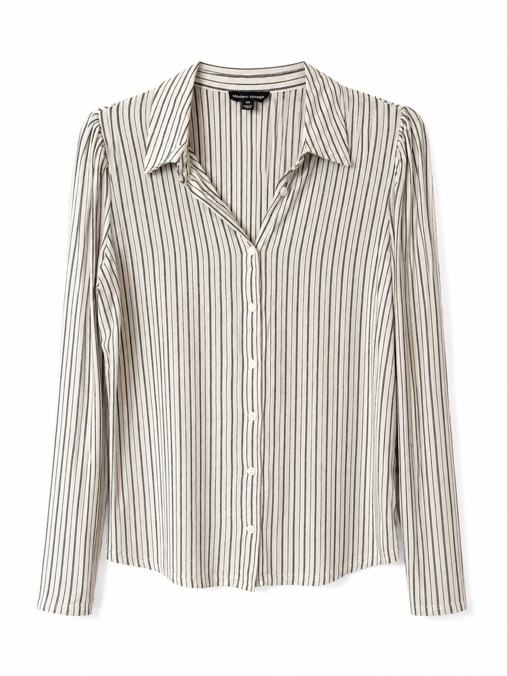 Modern Works Cream Striped Button-Up Shirt